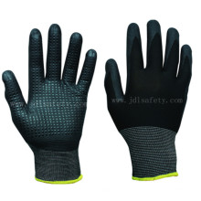 Polyester tricoté travail gants avec mousse Nitrile, parsemées sur Palm (N1560)